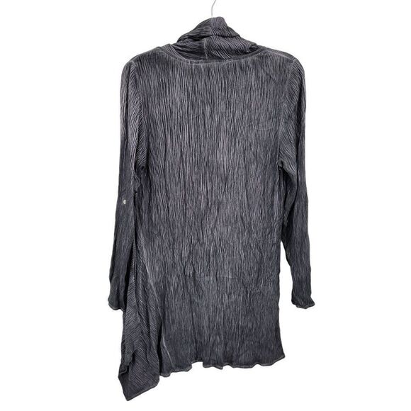 Soft Surroundings Top Tunic Crinkle Gauze Cowl Asymmetrical Tab Sleeve Gray M - Picture 14 of 17
